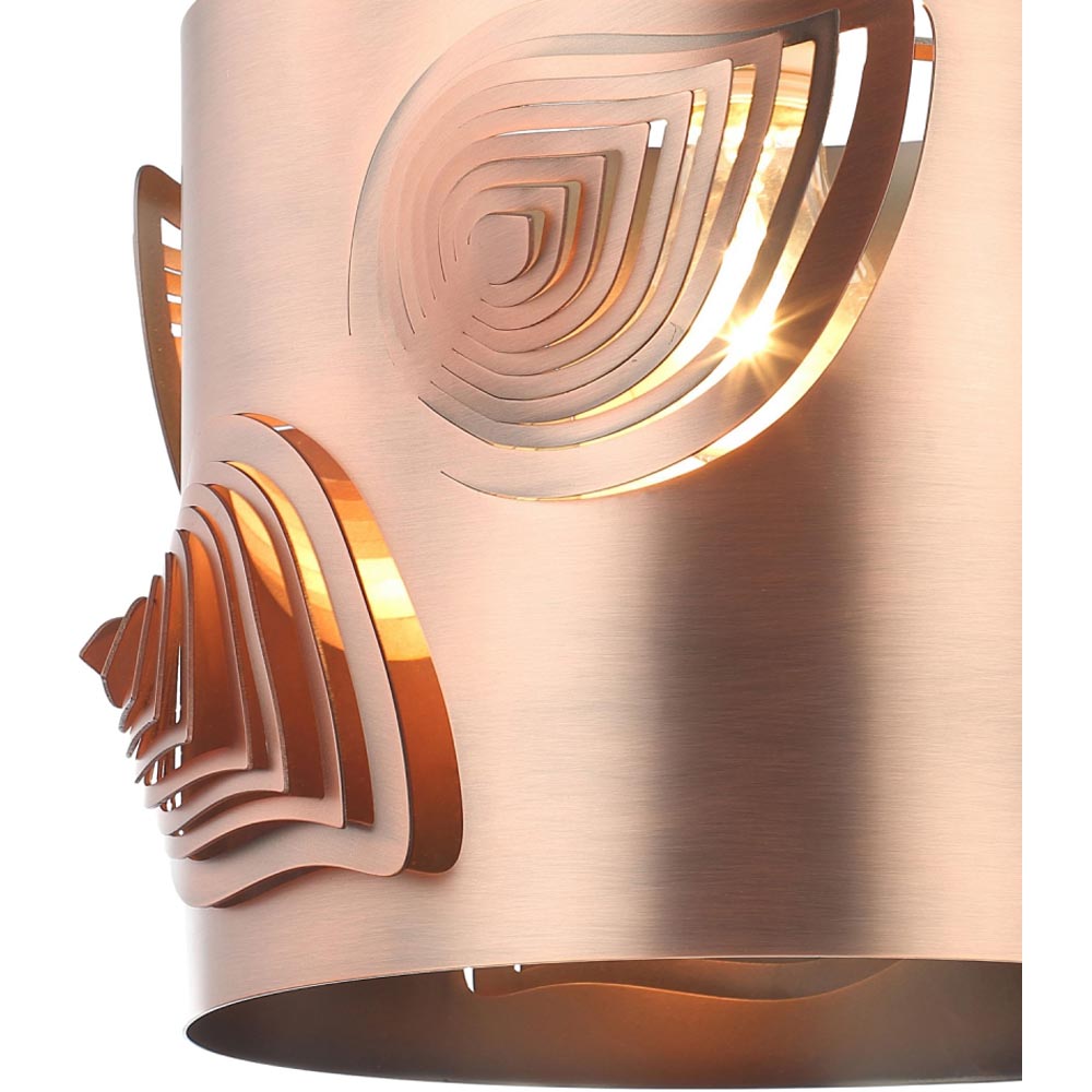 Happy Homewares Modern Designer Antique Copper Semi Flush Ceiling Light with Laser Cut Leaves Image 4