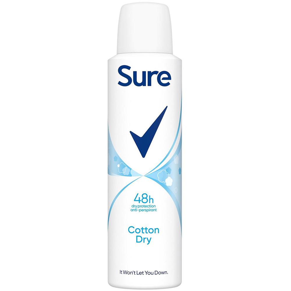 Sure Women Anti-Perspirant Cotton Dry Deodorant Spray 150ml 12 Pack Image 2