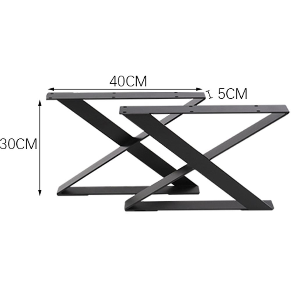 Living and Home 2 Pack Black Industrial X Shape Metal Furniture Leg 40 x 30cm Image 2