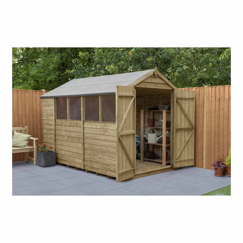 Forest Garden 10 x 6ft Double Door Overlap Pressure Treated Apex Shed Image 2