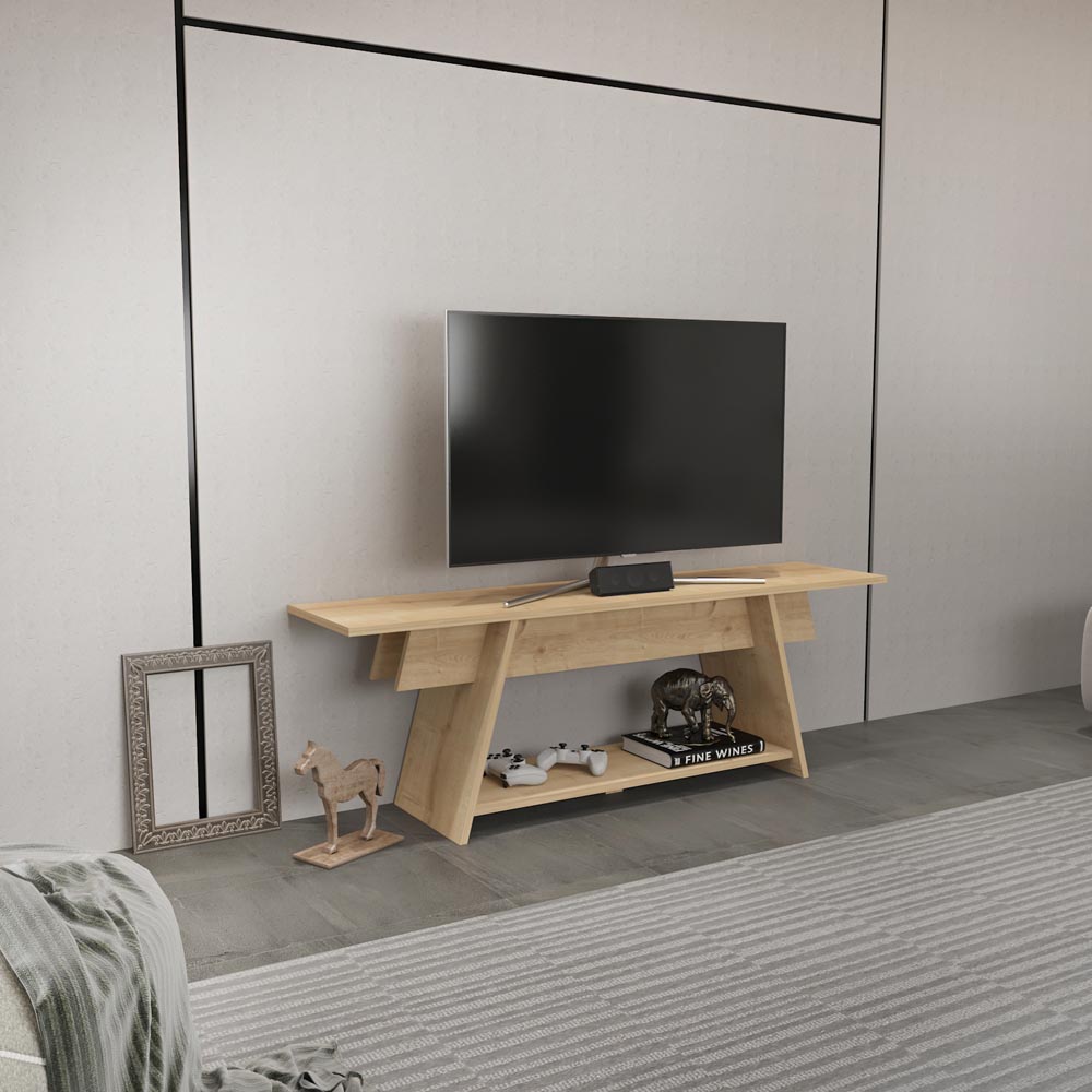 Decorotika Lanca Single Shelf Oak TV Unit Image 3