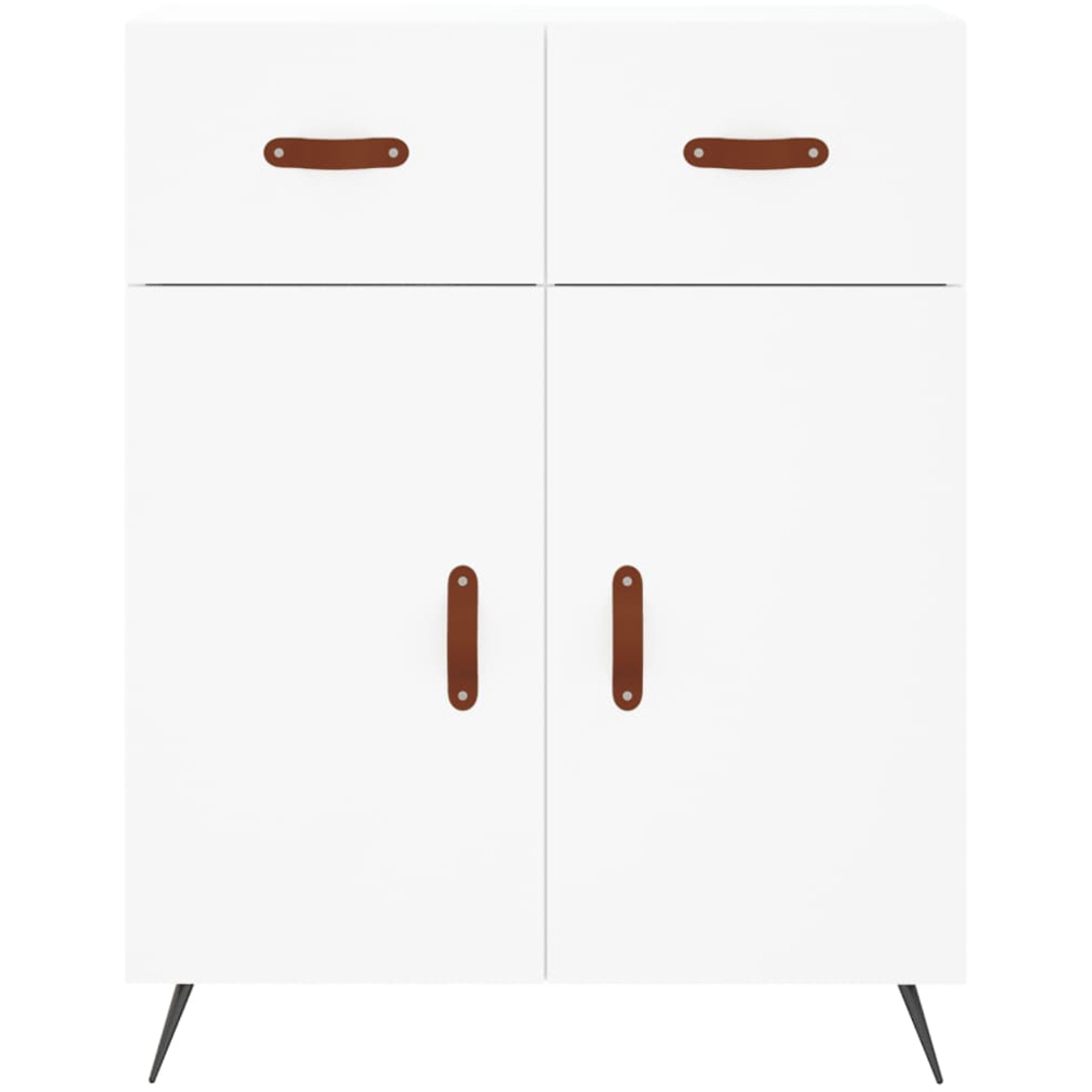 vidaXL 4 Door 2 Drawer White Glass Highboard Image 8