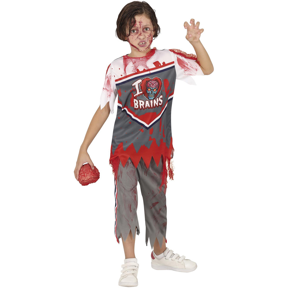 Fiestas Guirca Quarterback Zombie Grey and Red Costume 7 to 9 Years Image 1