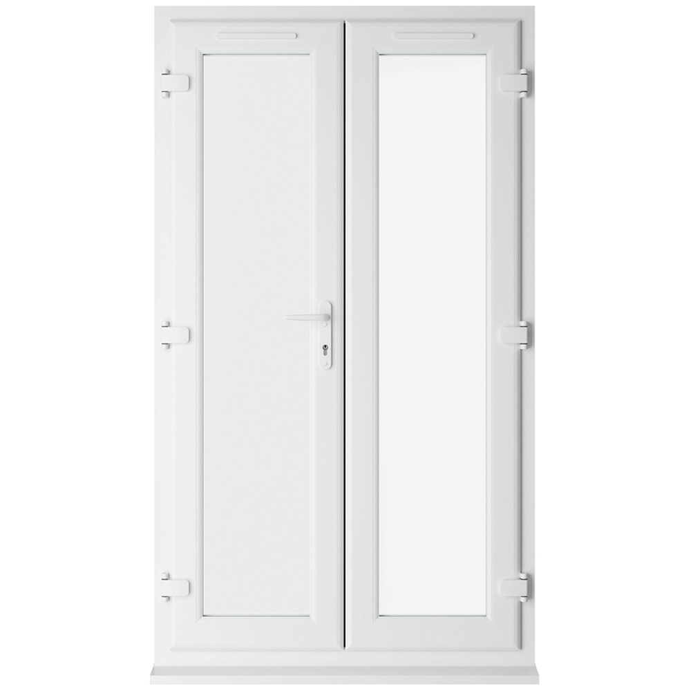 Crystal uPVC Triple Glazed French Door Left hand master White Clear Glass 1290x2055mm Image 1