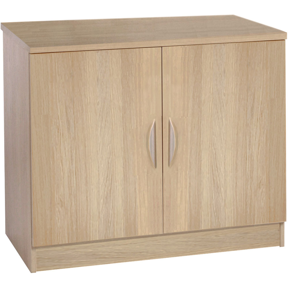 R White Cabinets 2 Door Brown Desk Height Wide Cupboard Image 2