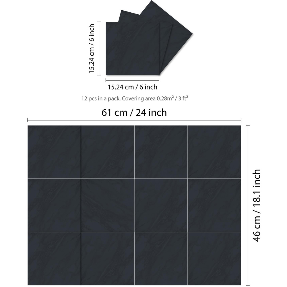 Walplus Denim Blue Marble Stone Tile Sticker 12 Pack Image 6