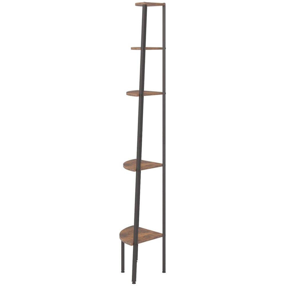 vidaXL 5-Tier Dark Brown and Black Corner Shelf Image 4