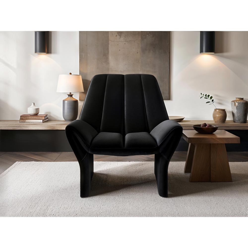 Solace+Co Aster Black Velvet Accent Chair Image 4
