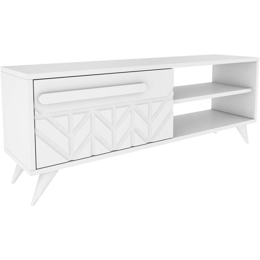 Decorotika Venice Single Door 2 Shelf White TV Unit Image 3