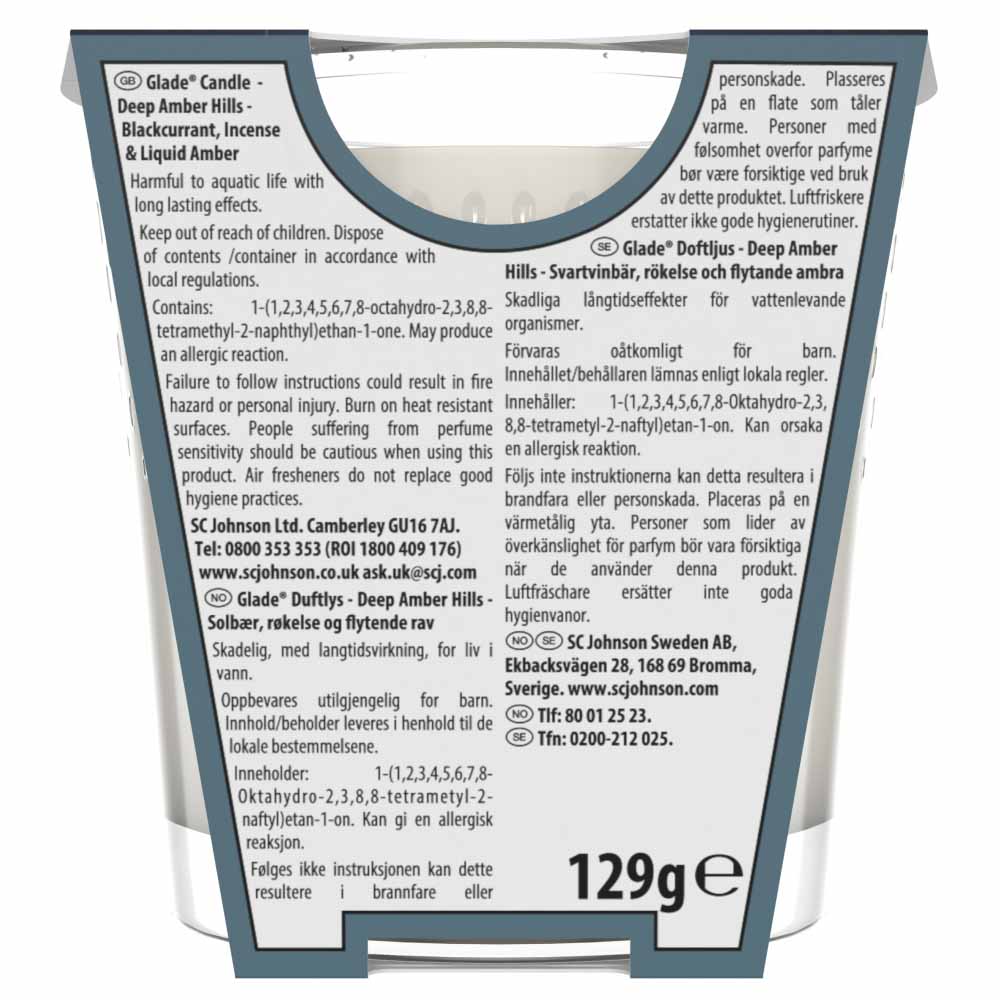 Glade Candle Amber Hills Air Freshener 129g Wilko