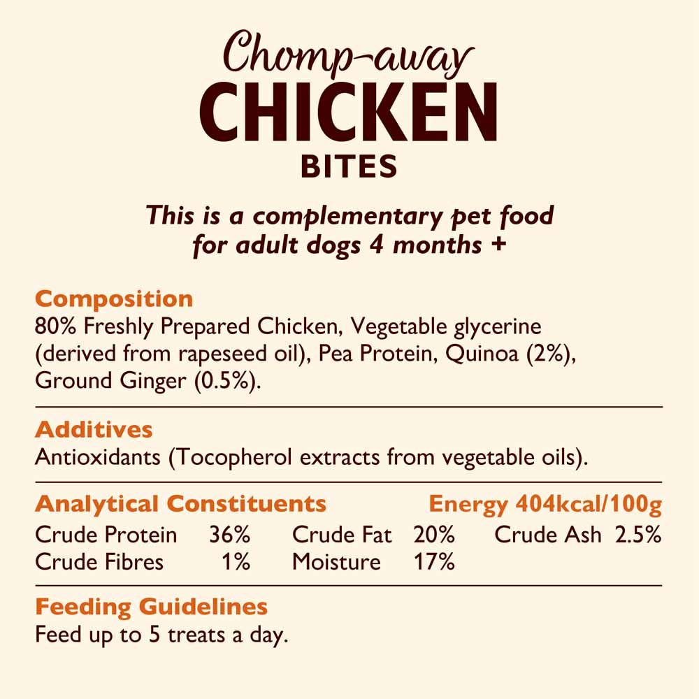 Lily's Kitchen Chomp Away Chicken Bites Dog Treats Case of 8 x 70g Image 4