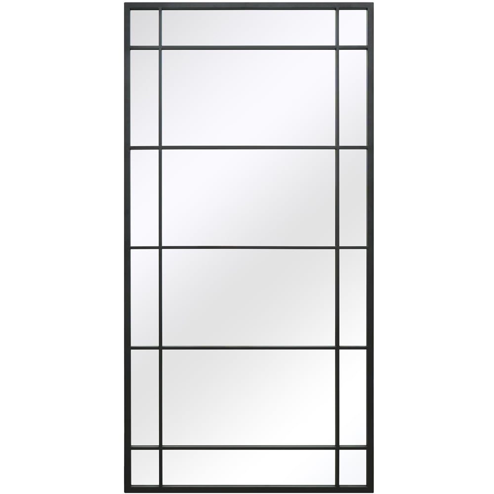 MirrorOutlet The Tabula Black Metal Window Outdoor Garden Wall Mirror 160 x 80cm Image 1