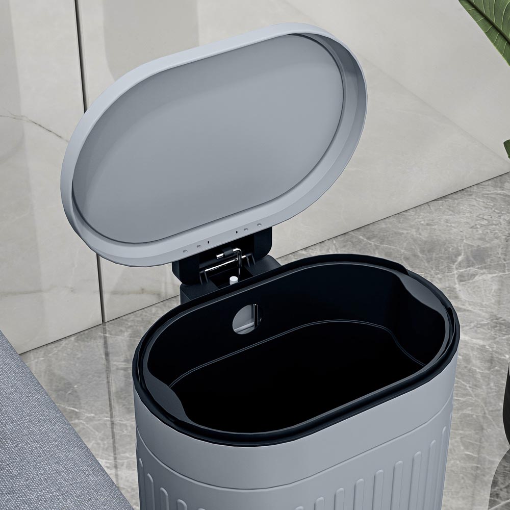 HOMCOM Light Grey Metal Pedal Kitchen Bin with Soft Close Lid 20L Image 3