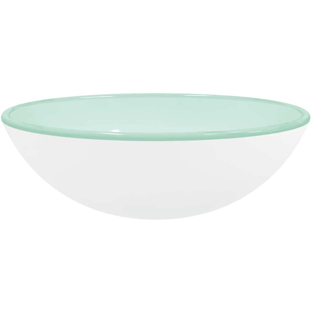 vidaXL White Tempered Glass Round Wash Basin 140 x 420mm Image 1