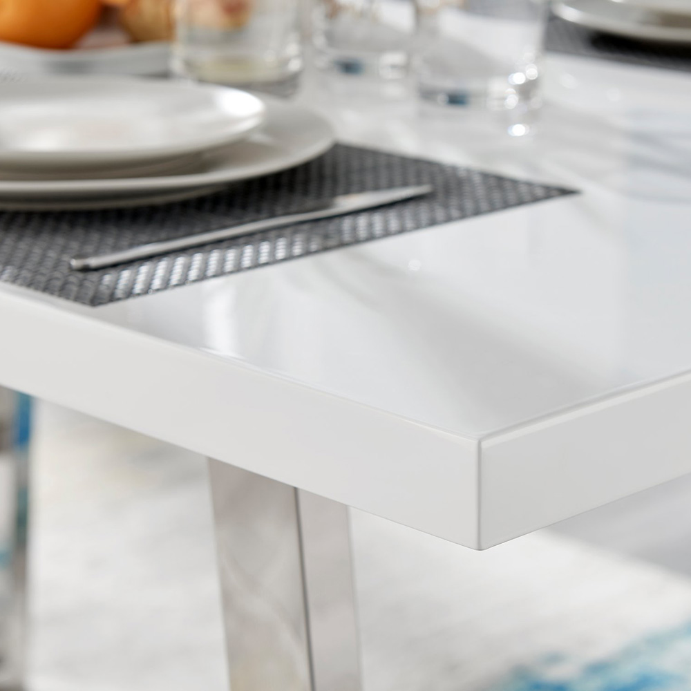 Furniturebox Solo Valera 6 Seater Dining Set White High Gloss and White Image 5
