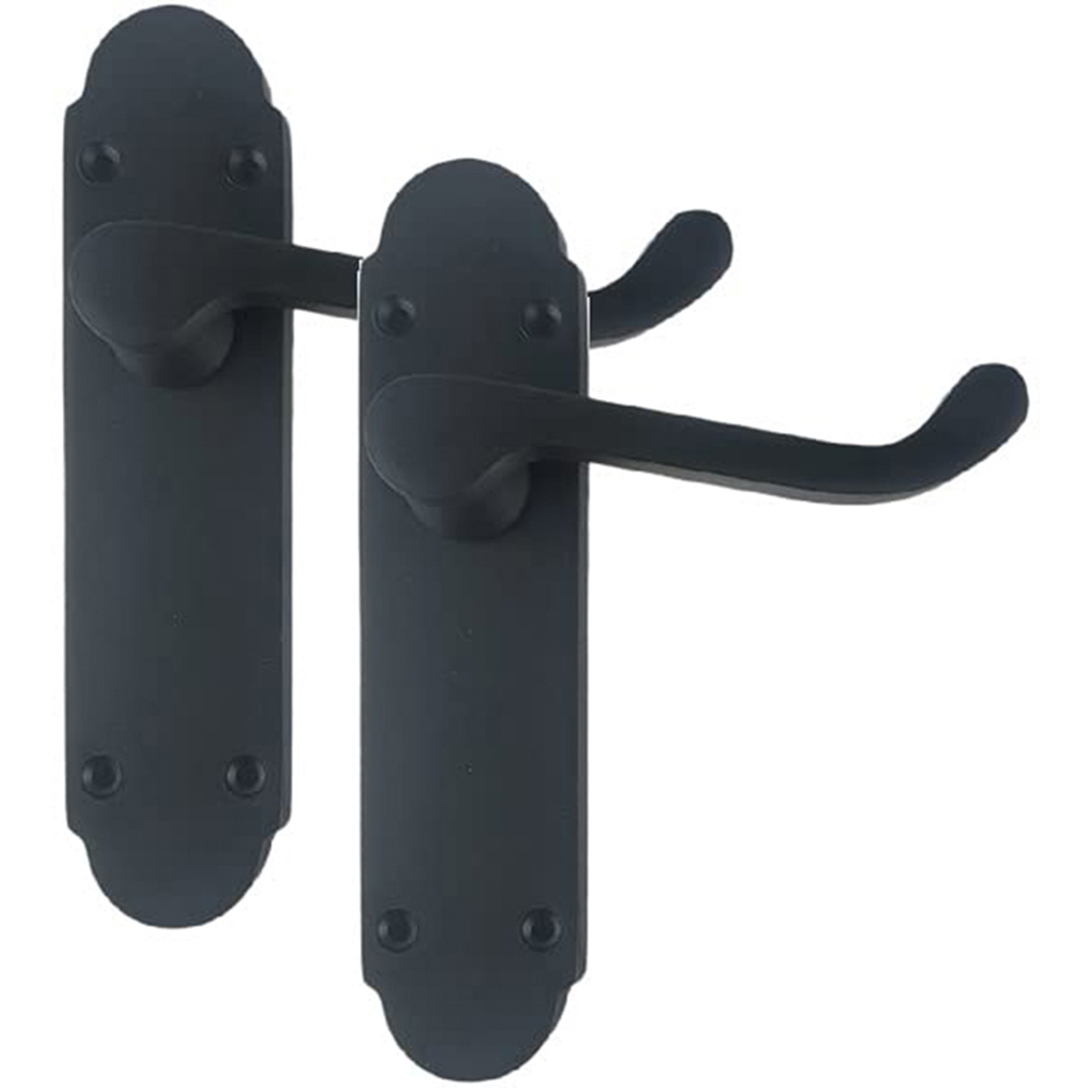 Golden Grace Matt Black Victorian Epsom Shaped Latch Door Handle Pair ...
