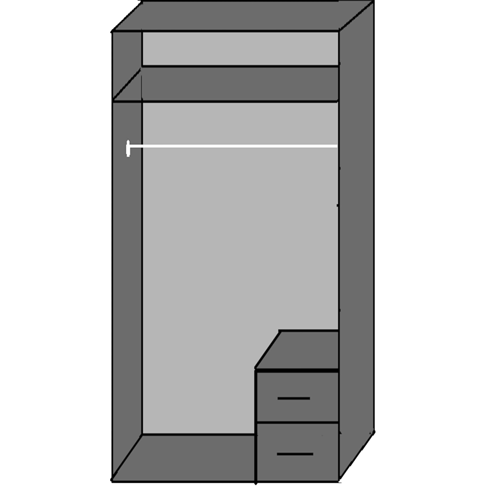 TJ'S Clack 2 Door 2 Drawer White Wardrobe with Mirror Image 3