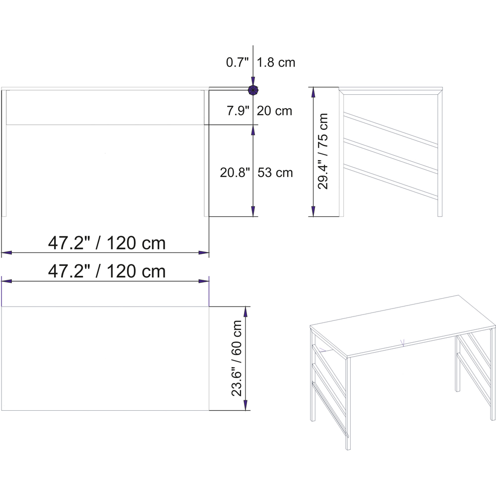 Decorotika Tuna Modern Study Desk White Image 5