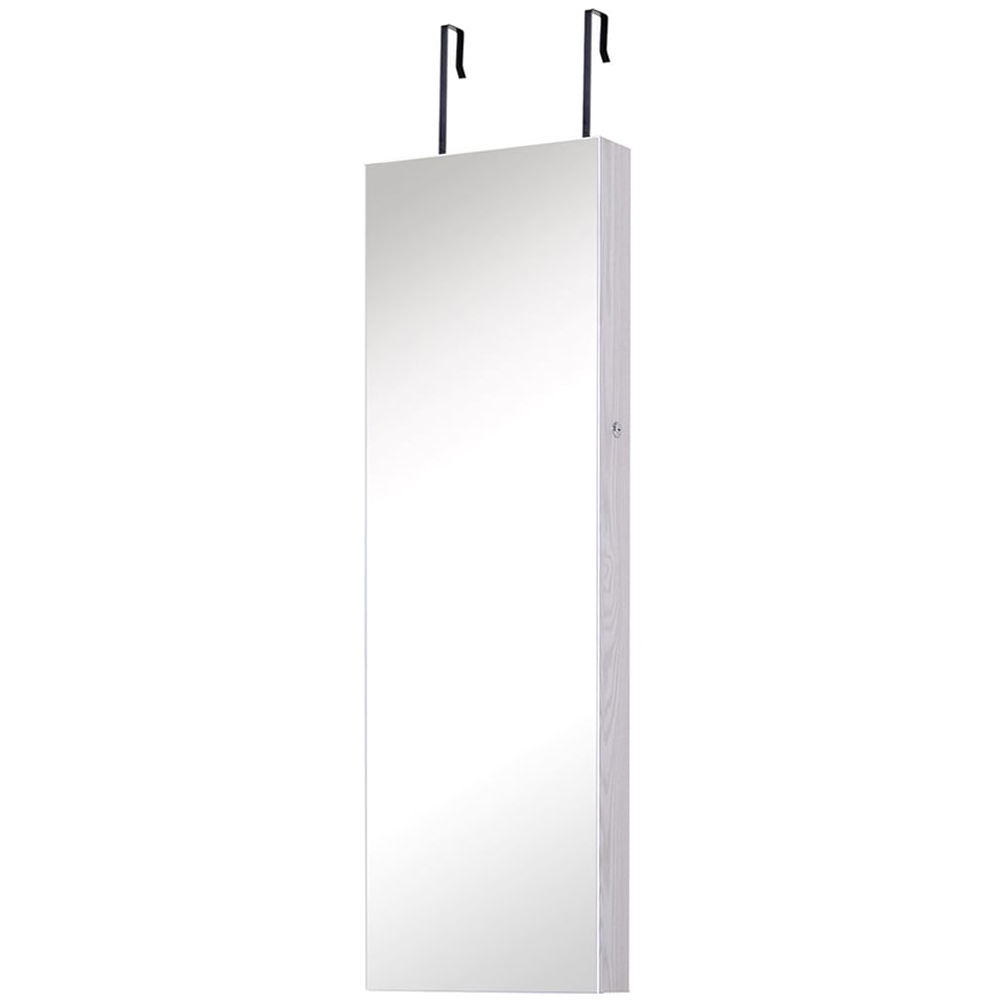 Portland White Mirrored Over The Door Jewellery Storage Cabinet with LEDs Image 1