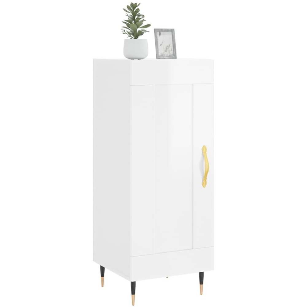 vidaXL Single Door High Gloss White Sideboard Image 3