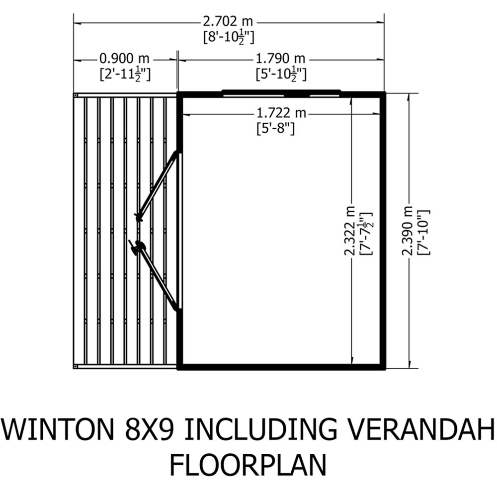 Shire Winton 8 x 9ft Double Door Shiplap Apex Summerhouse Image 3