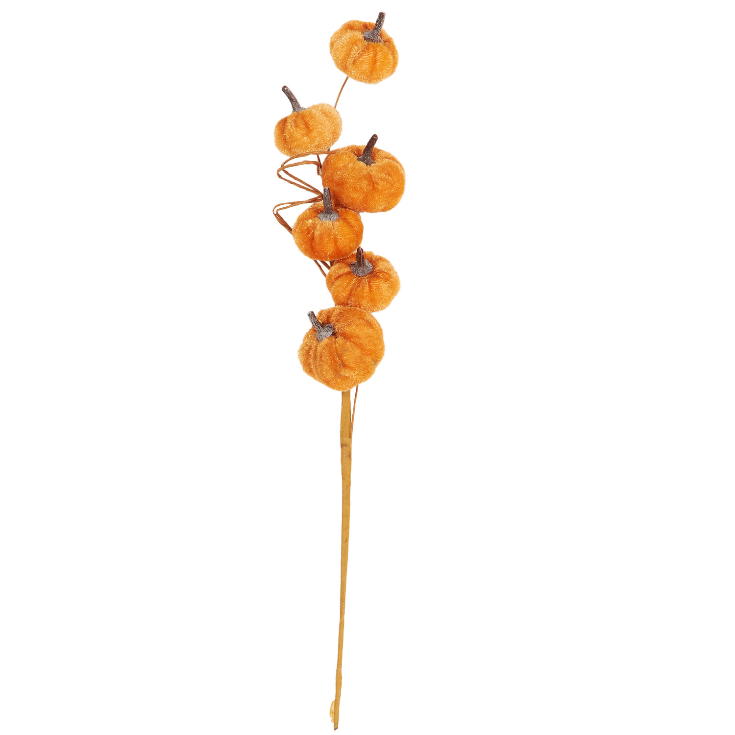 Mini Velvet Pumpkin Picks - Orange Image 1
