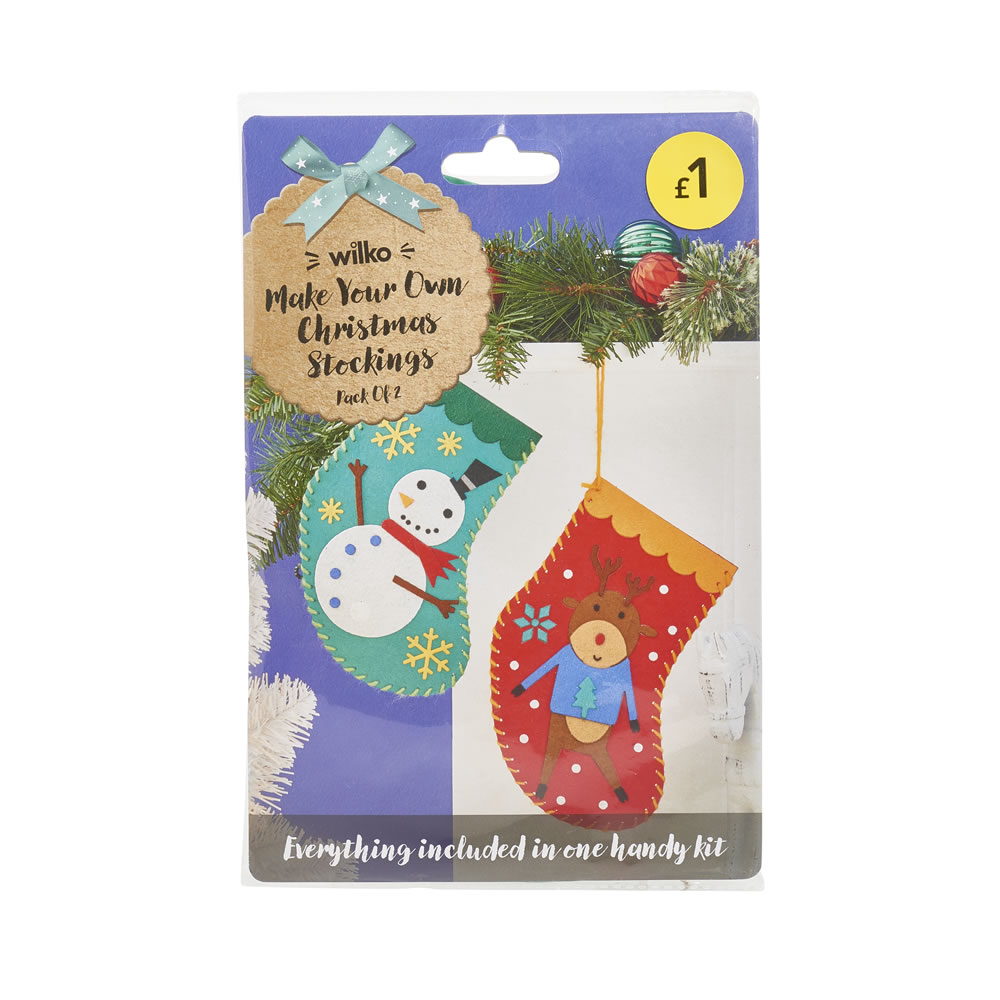 Wilko Christmas Make Your Own Felt Stocking 2pk Image 1