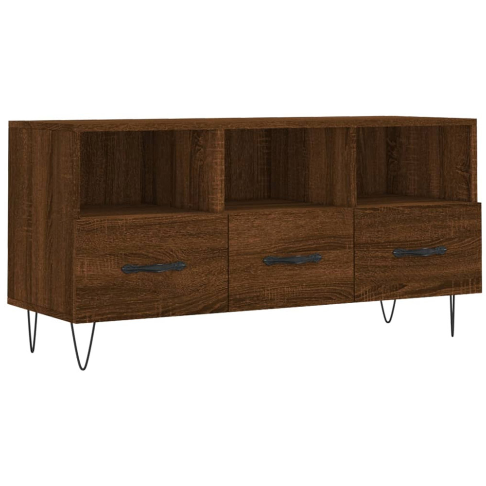 vidaXL 3 Drawer 3 Shelf Brown Oak TV Cabinet Image 2