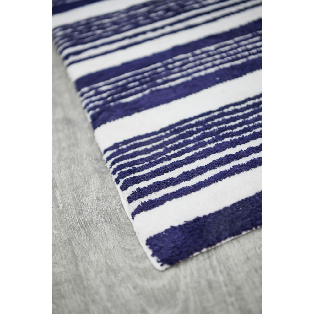 Wilko Blue Stripe Bath Mat Wilko