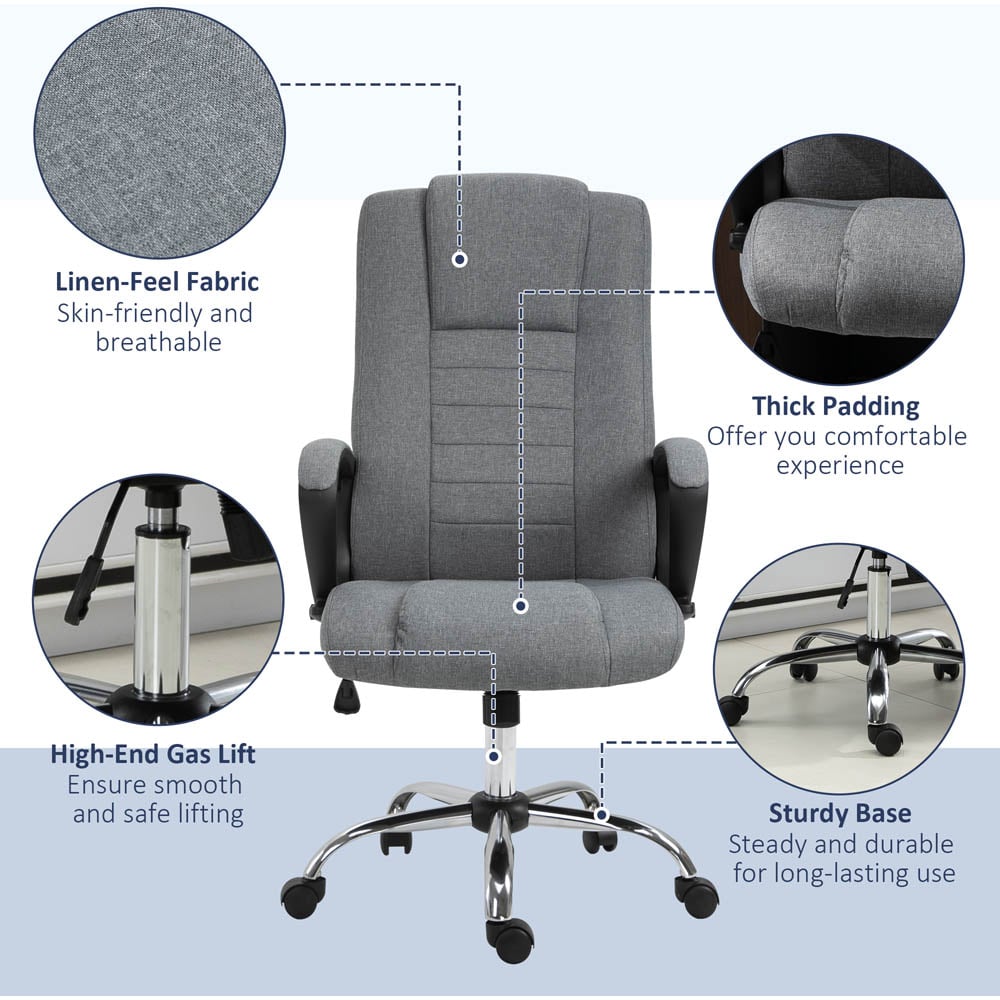 Portland Grey Linen Swivel Office Chair Image 5