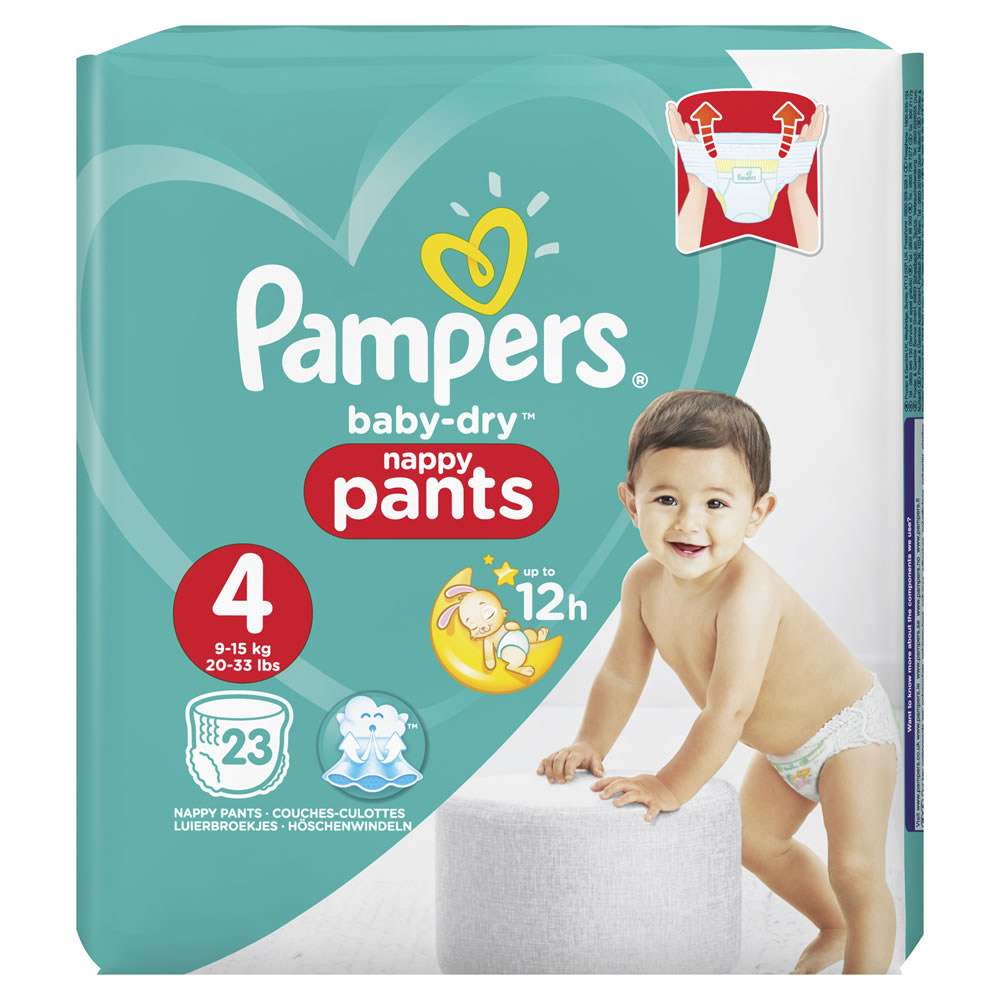 Pampers Baby Dry Nappy Pants Carry Pack Size 4 23pk Wilko