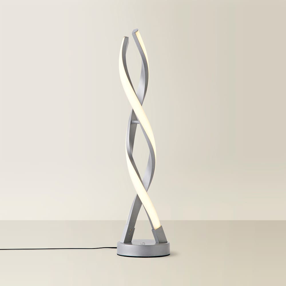 ValueLights Infinity Matte Silver Double Twist Integrated LED Table Lamp Image 5