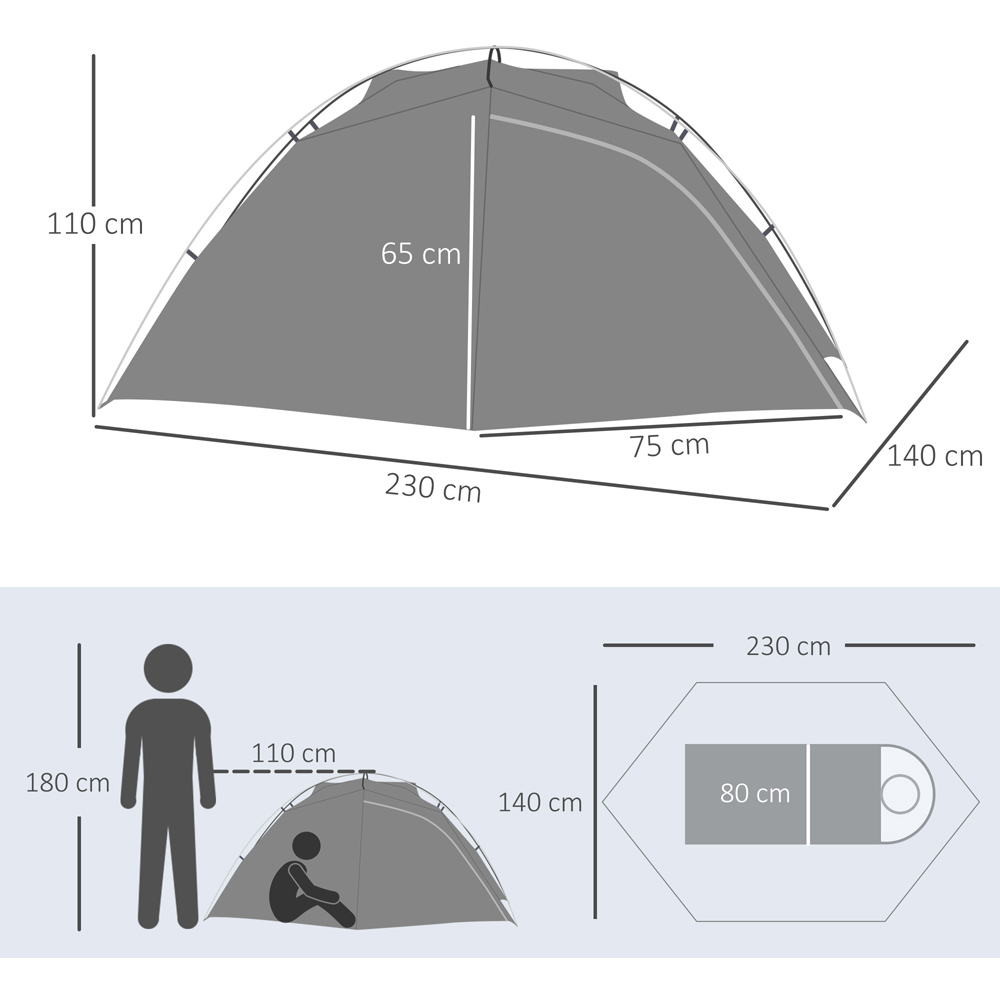 Outsunny 2-Man Dome Camping Tent Image 6