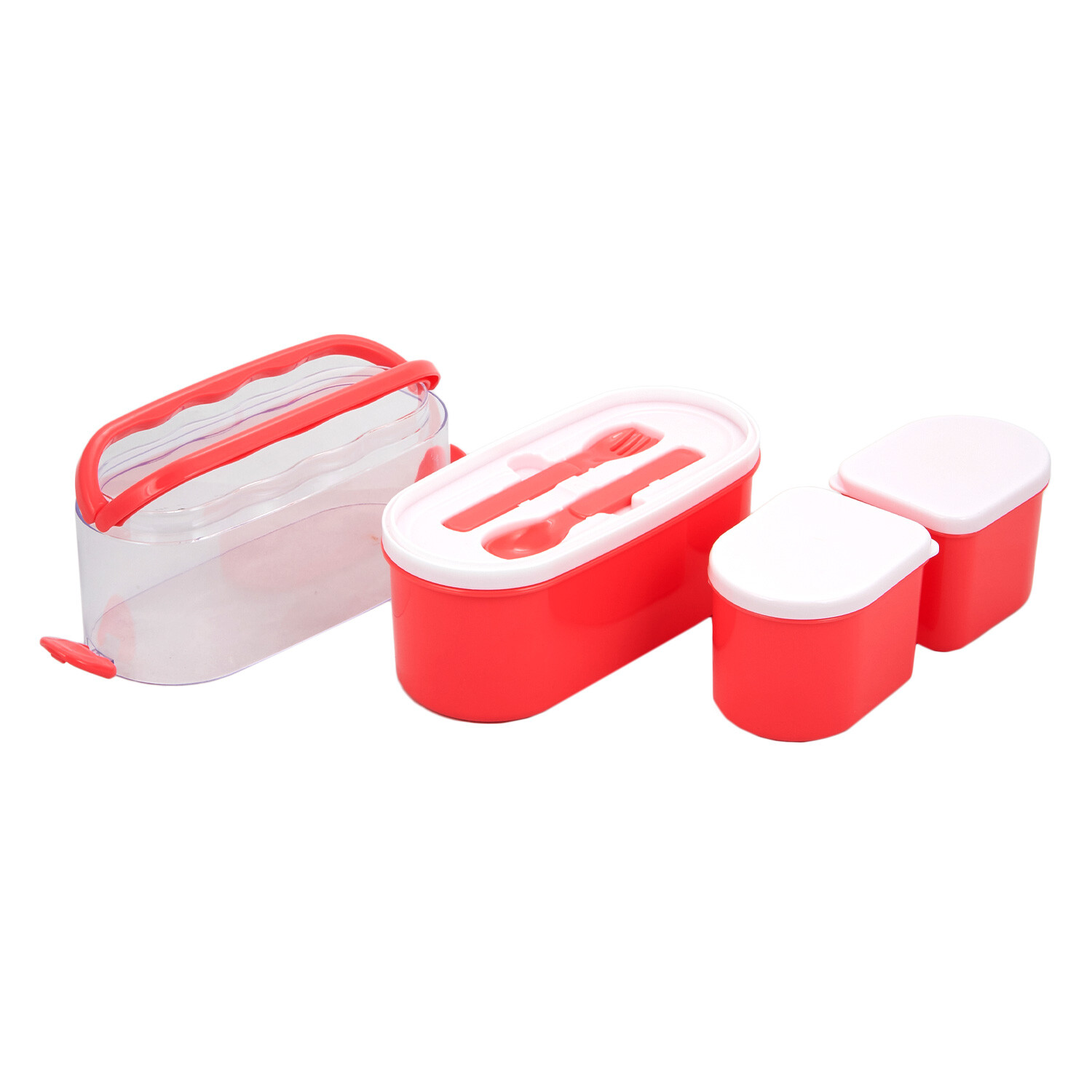 Triple Compartment Lunch Box - Red Image 7