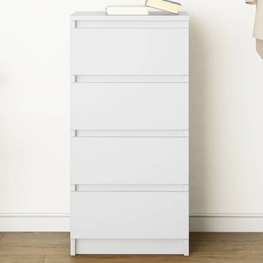 vidaXL 4 Drawer White Sideboard Image 1