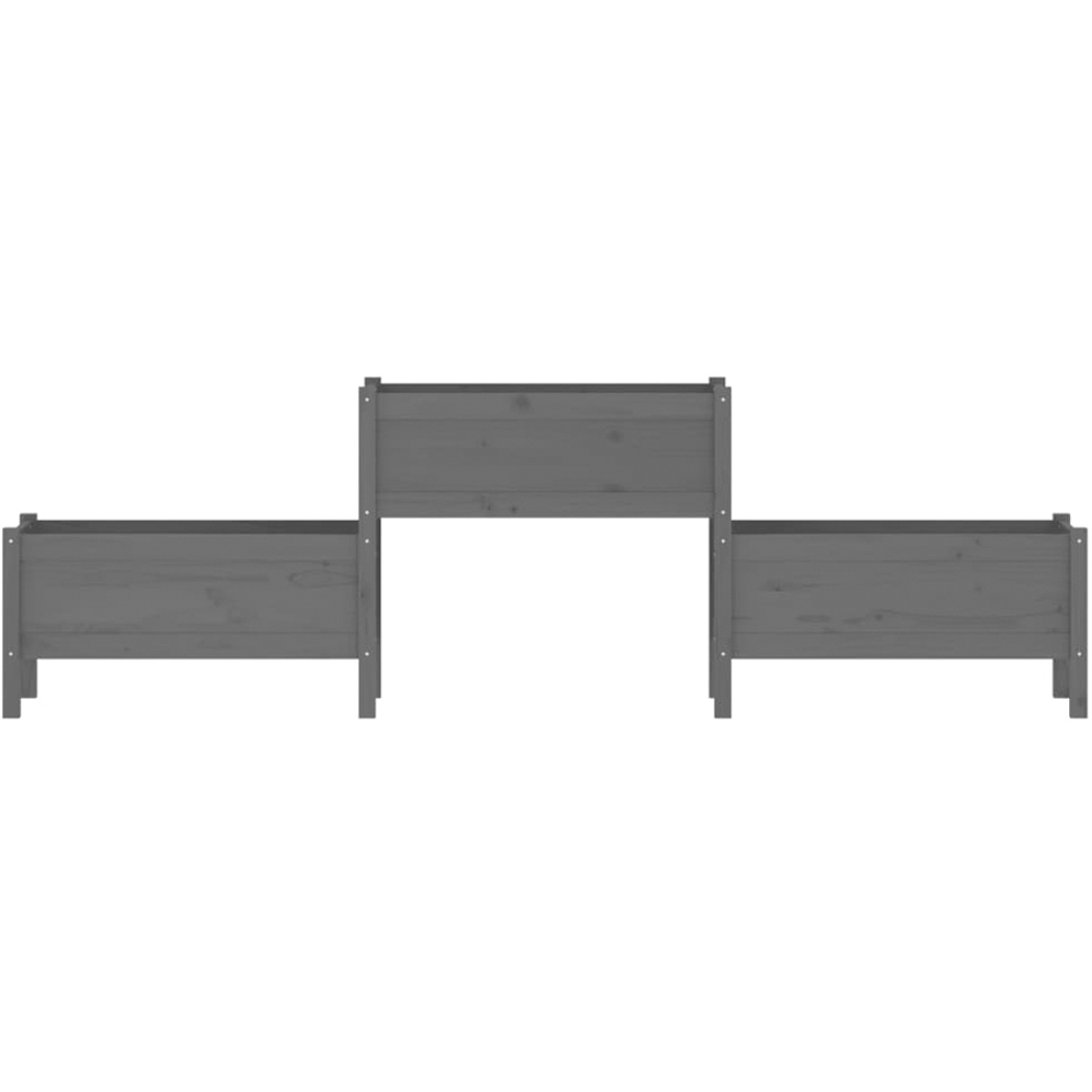 vidaXL 3 Box Grey Solid Pine Wood Raised Garden Planter 245.5 x 44 x 75cm Image 3