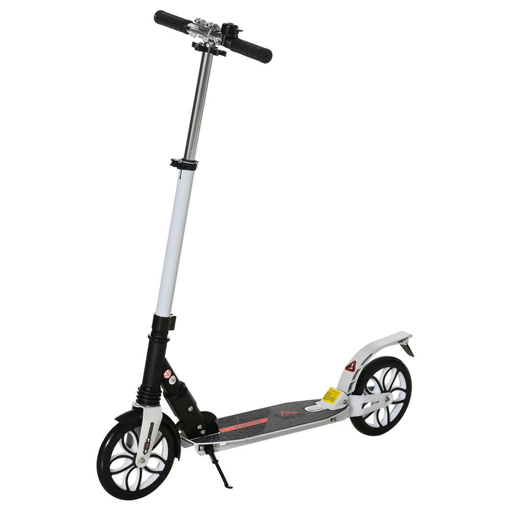 HOMCOM Kick Scooter with Adjustable Handlebars and Shock Absoprtion White and Black Image 1