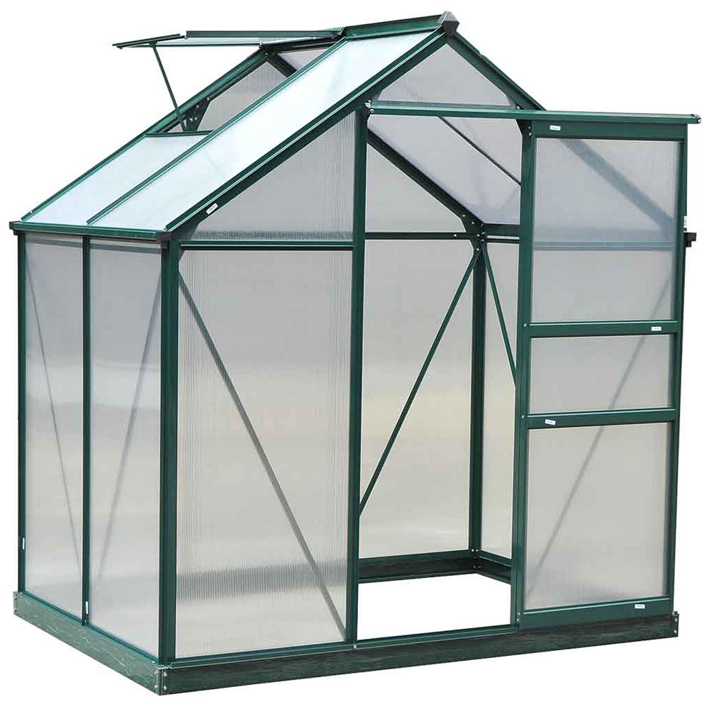 Outsunny Green Polycarbonate 6.2 x 4.3ft Greenhouse Image 1