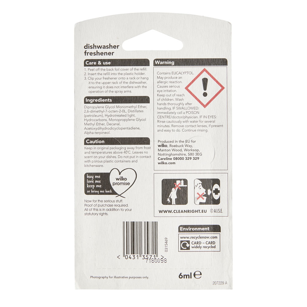 Wilko Dishwasher Freshener 6ml Wilko