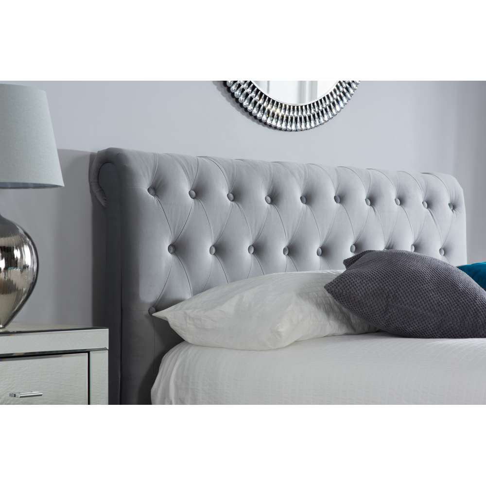 Marlow King Size Grey Velvet Bed Frame Image 6