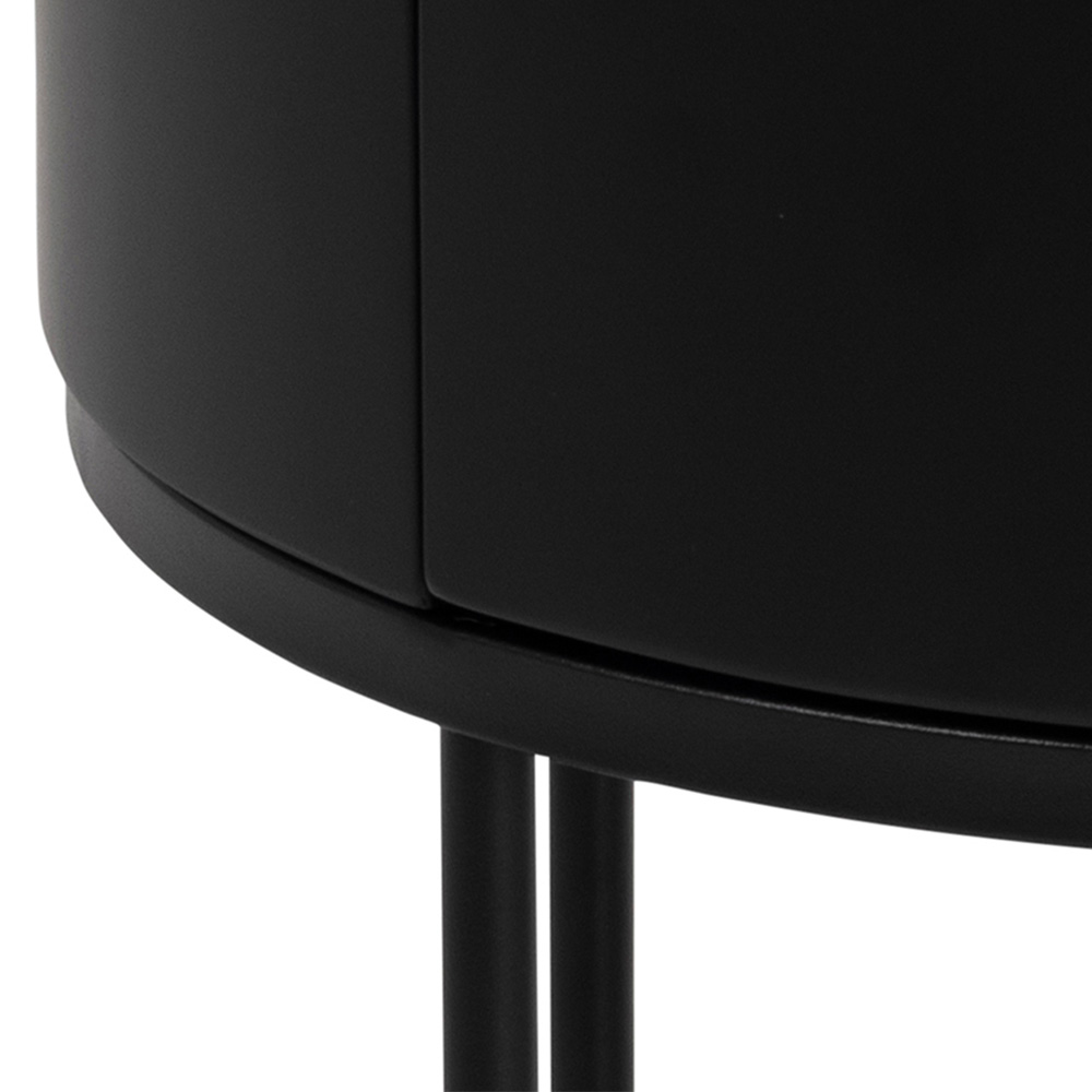 Florence Polo Single Drawer Black Round Bedside Table Image 7