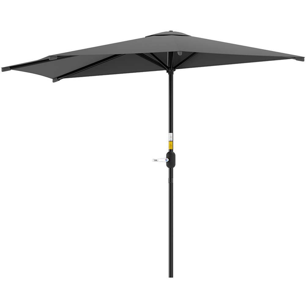 Outsunny Dark Grey Half Round Crank Parasol 3m Image 1