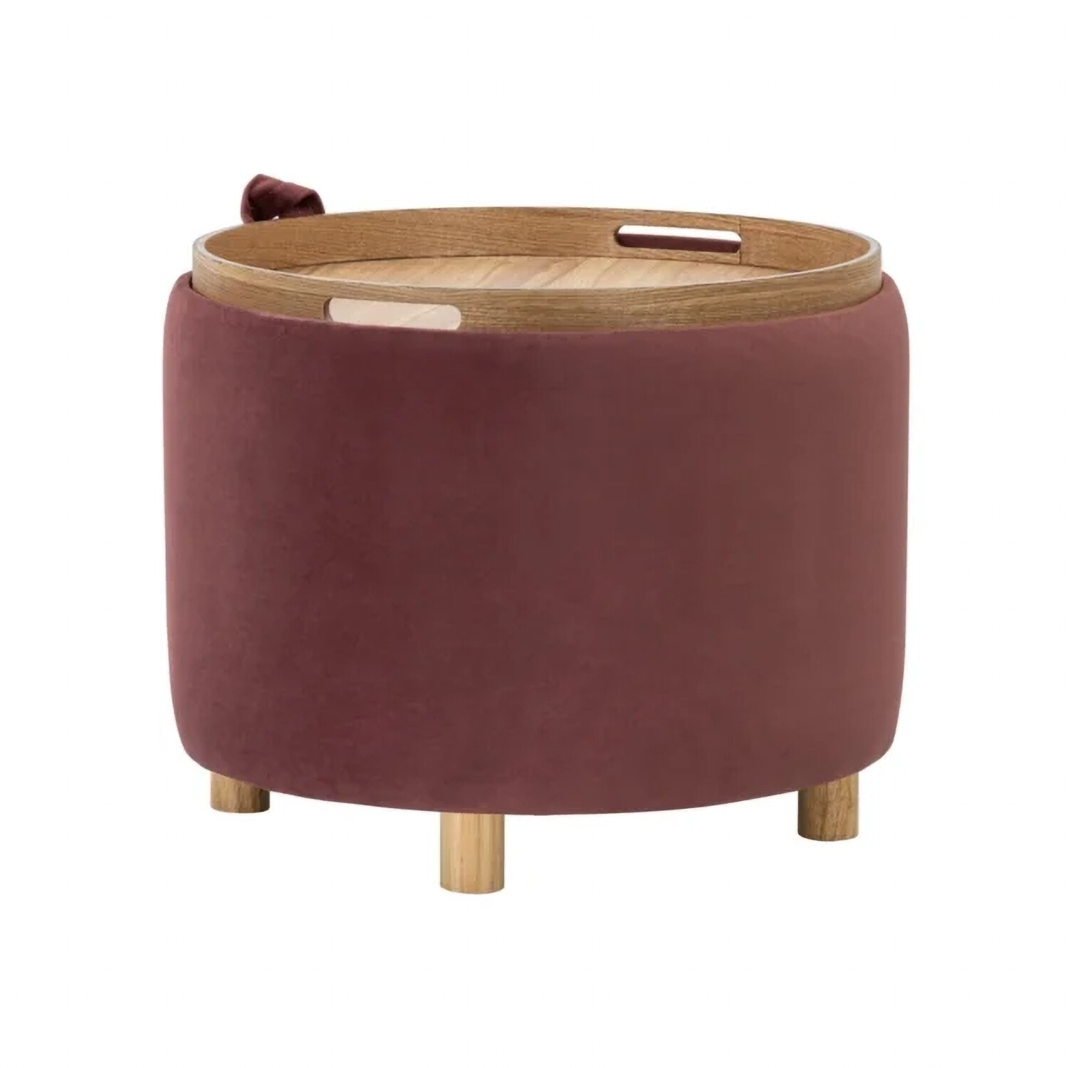 Lottie Storage Tray Ottoman - Raspberry Image 3