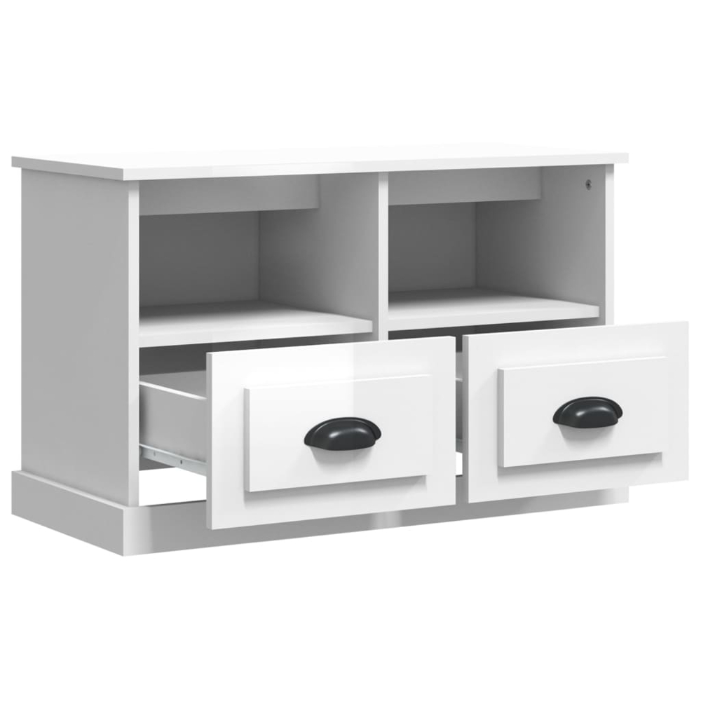 vidaXL 2 Drawer 2 Shelf White TV Cabinet Image 6