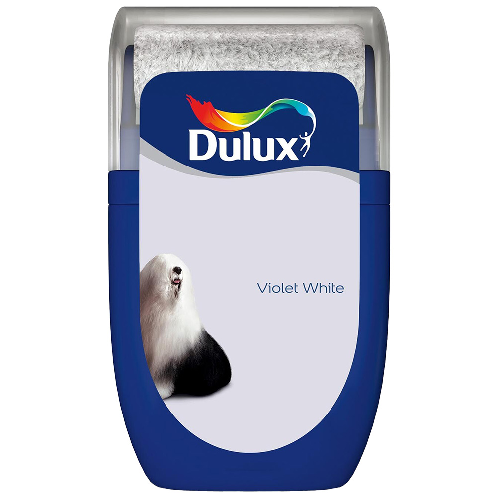 Dulux Walls & Ceilings Violet White Matt Emulsion Tester Paint 30ml Image 1