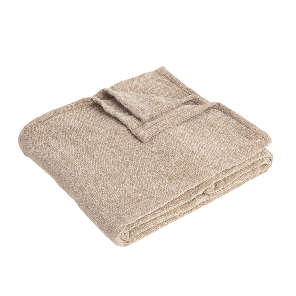 Wilko Taupe Chenille Throw 125 x 150cm Wilko