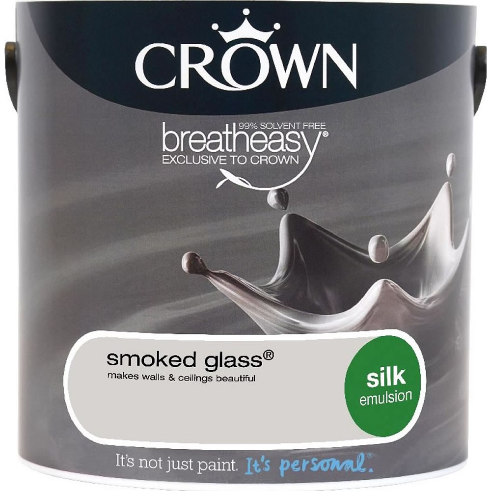 Crown Smoked Glass Silk Emulsion Paint 2.5L Image 1