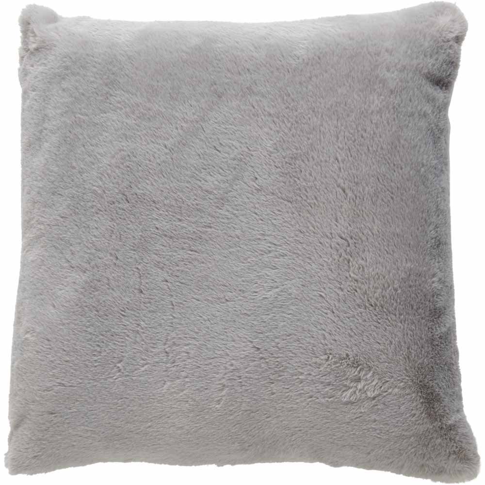 Wilko  Grey Faux Fur Cushion 55x55cm Image 1