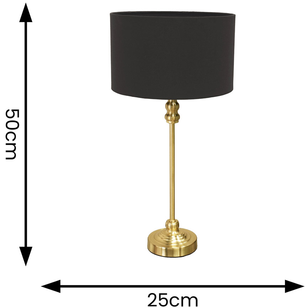 ValueLights Maggie Charcoal and Gold Drum Shade Candlestick LED Table Lamp Image 4