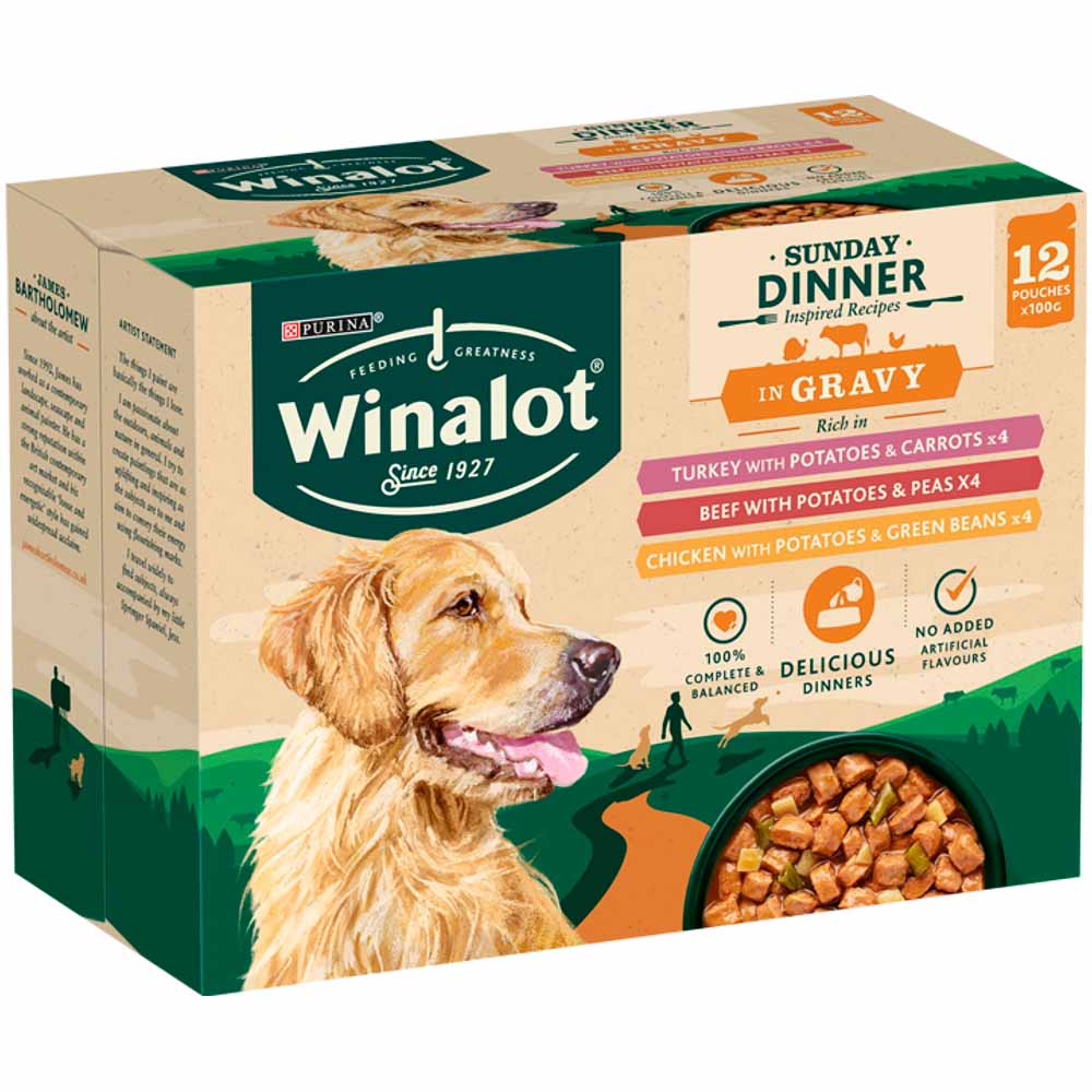 Purina Winalot Sunday Dinner Wet Dog Food Pouches in Gravy 100g Case of 4 x 12 Pack Image 4